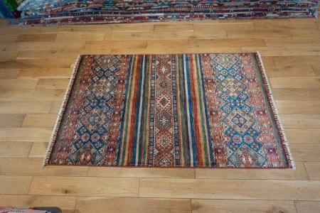 Hand-Knotted Khorjin Rug From Afghanistan