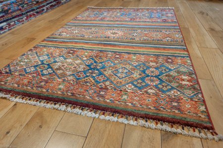 Hand-Knotted Khorjin Rug From Afghanistan