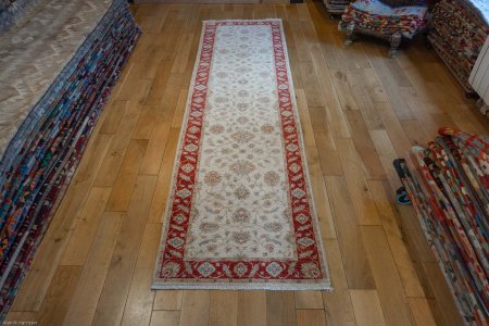 Hand-Knotted Ziegler Runner From Afghanistan