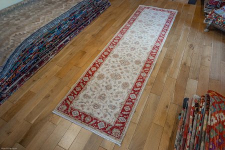 Hand-Knotted Ziegler Runner From Afghanistan