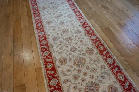 Hand-Knotted Ziegler Runner From Afghanistan