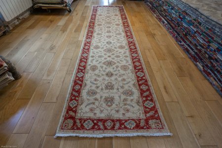 Hand-Knotted Ziegler Runner From Afghanistan