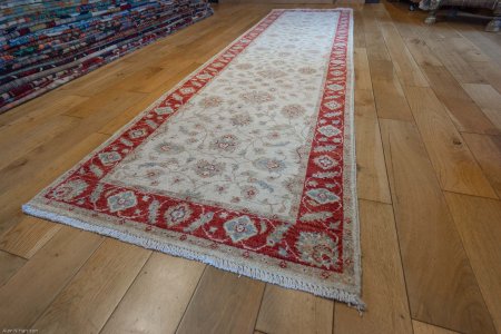 Hand-Knotted Ziegler Runner From Afghanistan
