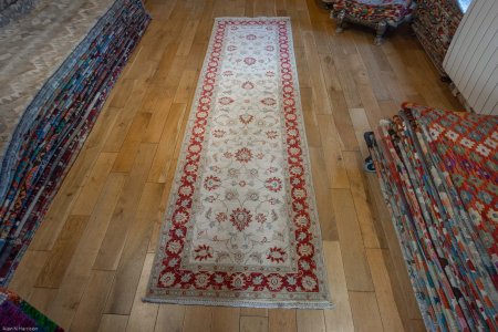 Hand-Knotted Ziegler Runner From Afghanistan