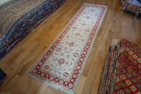 Hand-Knotted Ziegler Runner From Afghanistan