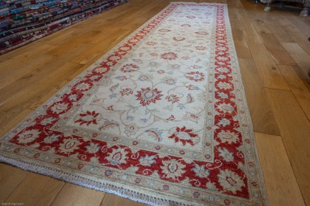 Hand-Knotted Ziegler Runner From Afghanistan