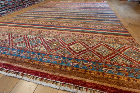 Hand-Knotted Khorjin Rug From Afghanistan