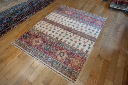 Hand-Knotted Kashgari Rug From Afghanistan