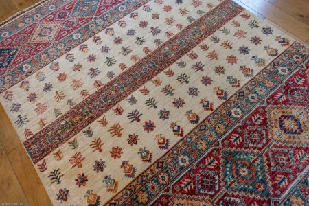 Hand-Knotted Kashgari Rug From Afghanistan