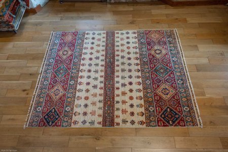 Hand-Knotted Kashgari Rug From Afghanistan