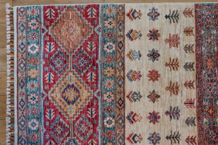 Hand-Knotted Kashgari Rug From Afghanistan