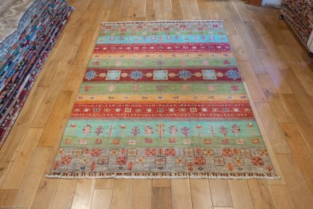 Hand-Knotted Khorjin Rug From Afghanistan