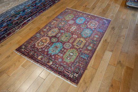Hand-Knotted Ersari Rug From Pakistan