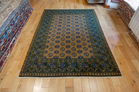 Hand-Knotted Aqcha Rug From Afghanistan