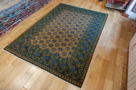 Hand-Knotted Aqcha Rug From Afghanistan