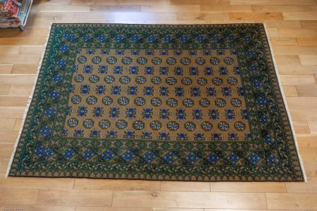 Hand-Knotted Aqcha Rug From Afghanistan