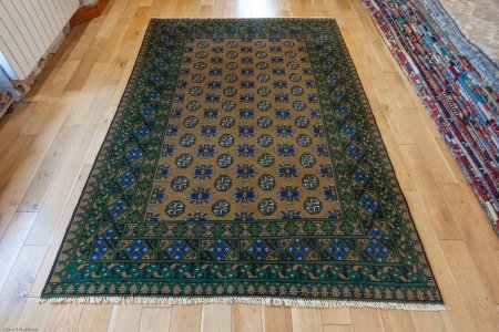 Hand-Knotted Aqcha Rug From Afghanistan