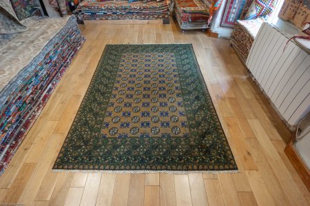 Hand-Knotted Aqcha Rug From Afghanistan