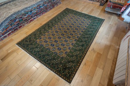 Hand-Knotted Aqcha Rug From Afghanistan