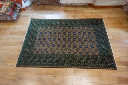 Hand-Knotted Aqcha Rug From Afghanistan