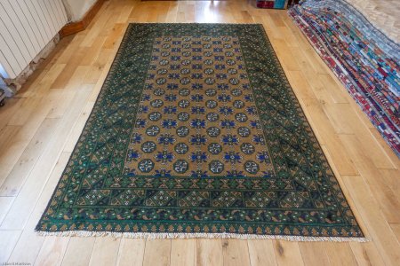 Hand-Knotted Aqcha Rug From Afghanistan