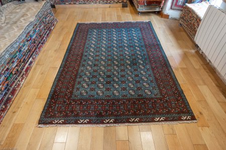 Hand-Knotted Aqcha Rug From Afghanistan