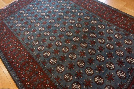 Hand-Knotted Aqcha Rug From Afghanistan