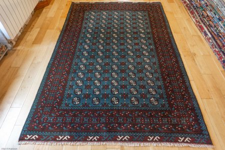 Hand-Knotted Aqcha Rug From Afghanistan