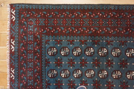 Hand-Knotted Aqcha Rug From Afghanistan