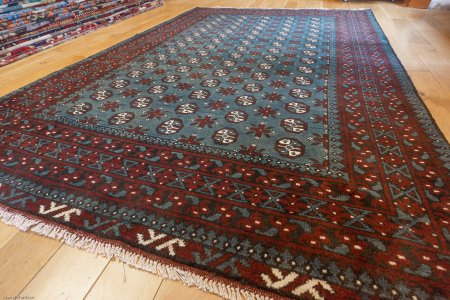 Hand-Knotted Aqcha Rug From Afghanistan