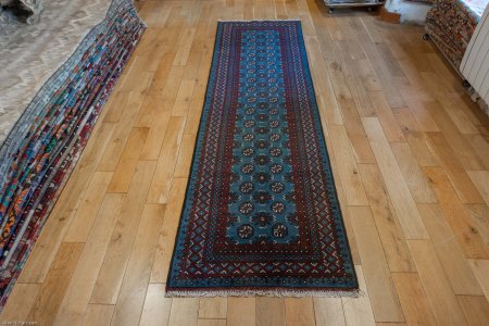 Hand-Knotted Aqcha Runner From Afghanistan