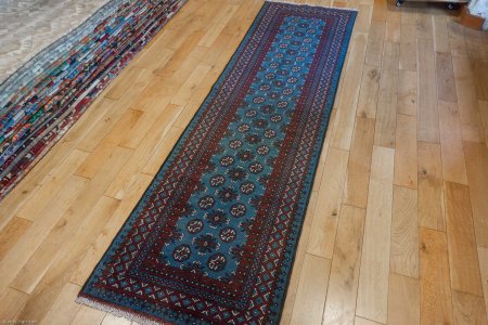 Hand-Knotted Aqcha Runner From Afghanistan