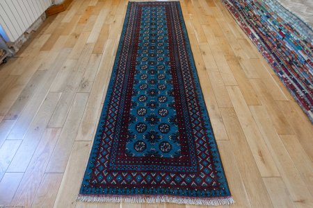 Hand-Knotted Aqcha Runner From Afghanistan