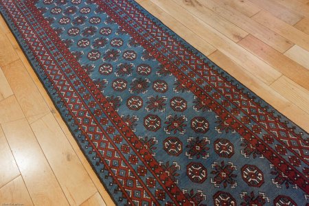 Hand-Knotted Aqcha Runner From Afghanistan