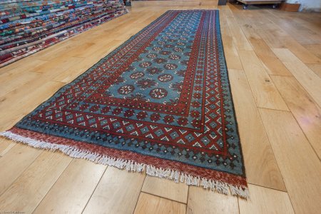 Hand-Knotted Aqcha Runner From Afghanistan