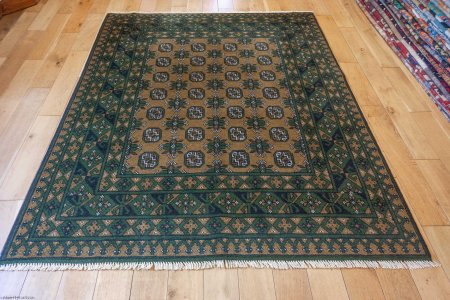 Hand-Knotted Aqcha Rug From Afghanistan