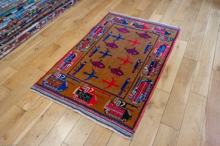 Hand-Knotted Baluch War Rug From Afghanistan