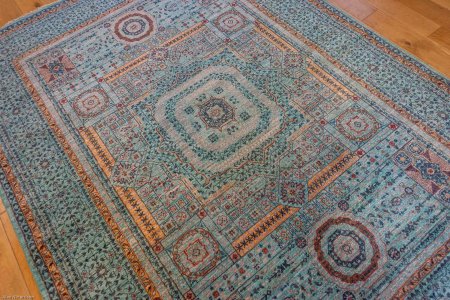 Hand-Knotted Fine Mamluk Rug From Afghanistan
