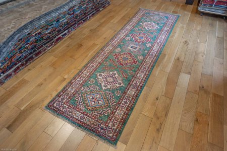 Hand-Knotted Kazak Runner From Afghanistan