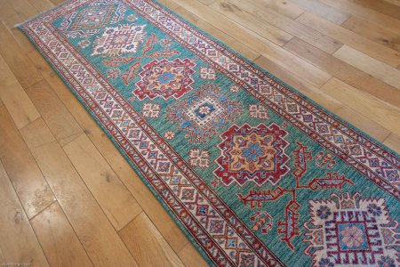 Hand-Knotted Kazak Runner From Afghanistan