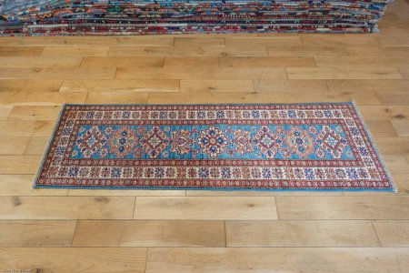Hand-Knotted Kazak Runner From Afghanistan