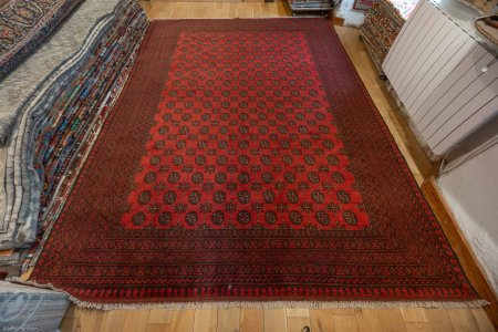 Hand-Knotted Aqcha Rug From Afghanistan