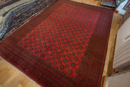 Hand-Knotted Aqcha Rug From Afghanistan