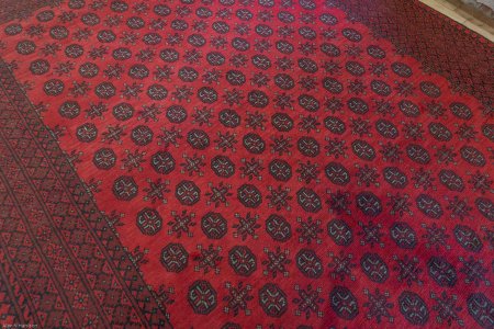 Hand-Knotted Aqcha Rug From Afghanistan
