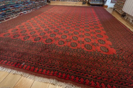 Hand-Knotted Aqcha Rug From Afghanistan