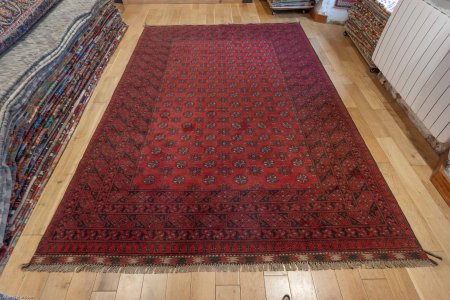 Hand-Knotted Aqcha Rug From Afghanistan
