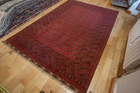 Hand-Knotted Aqcha Rug From Afghanistan
