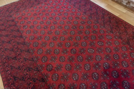 Hand-Knotted Aqcha Rug From Afghanistan