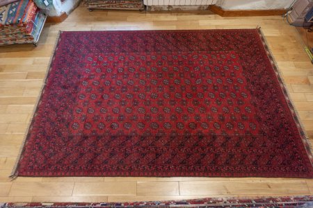 Hand-Knotted Aqcha Rug From Afghanistan