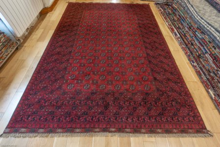 Hand-Knotted Aqcha Rug From Afghanistan